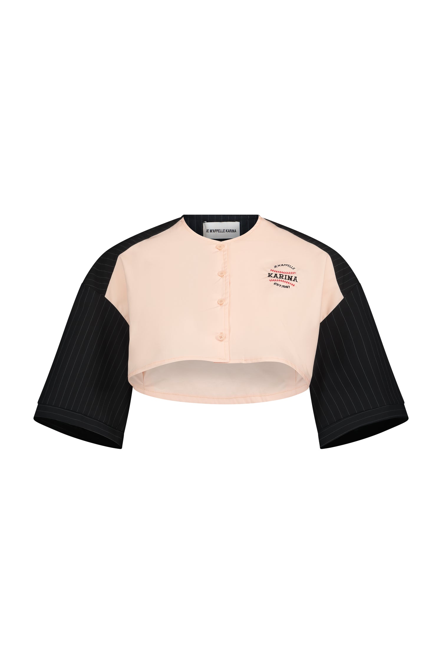 BASEBALL CROP pink&black