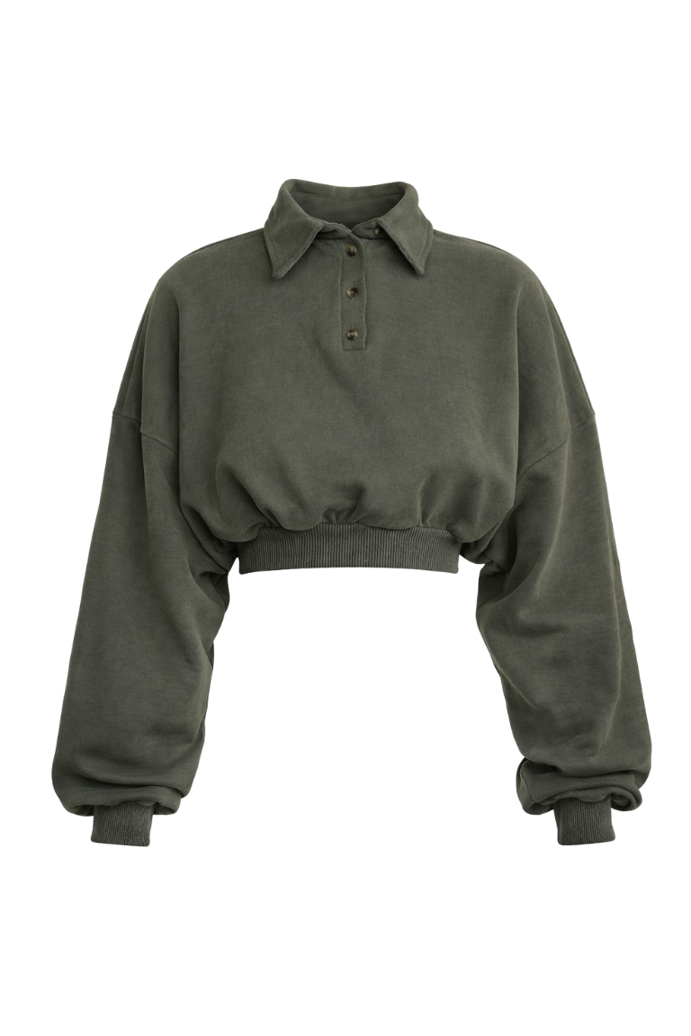 TIM CROPPED POLO wash olive