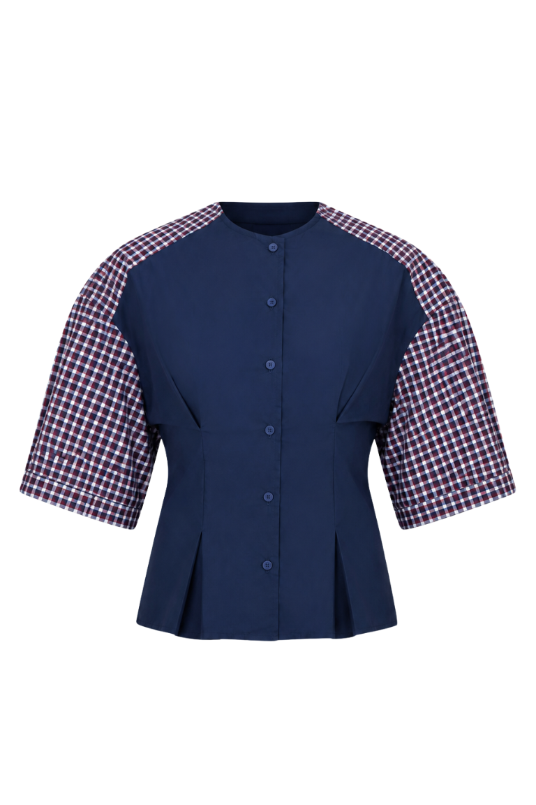 BASEBALL SHIRT blue&amp;plaid