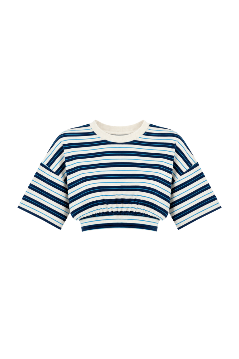 BARBARA CROP blue&amp;white