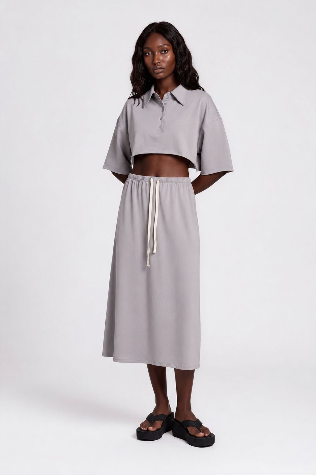 POLO CROP gray