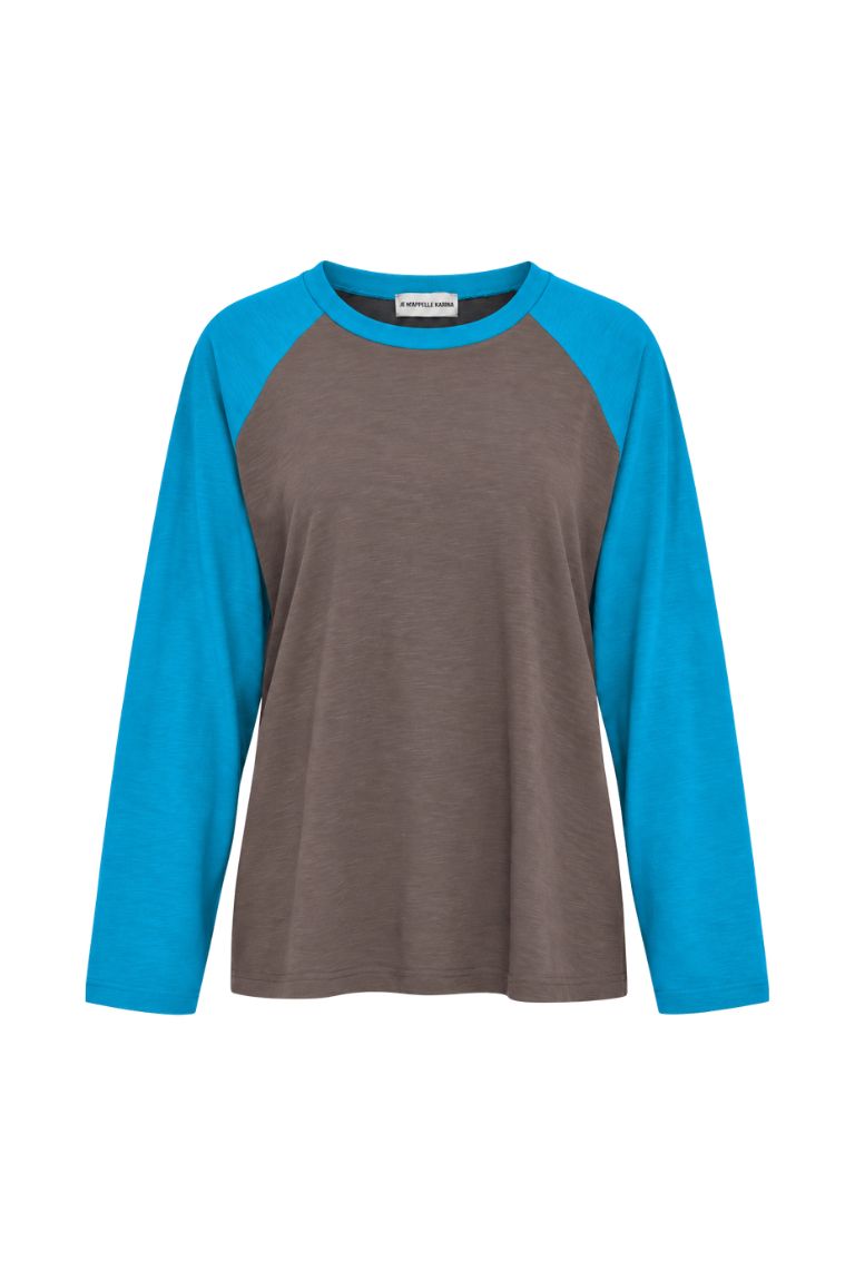 FREJA SHIRT petrol&amp;greige