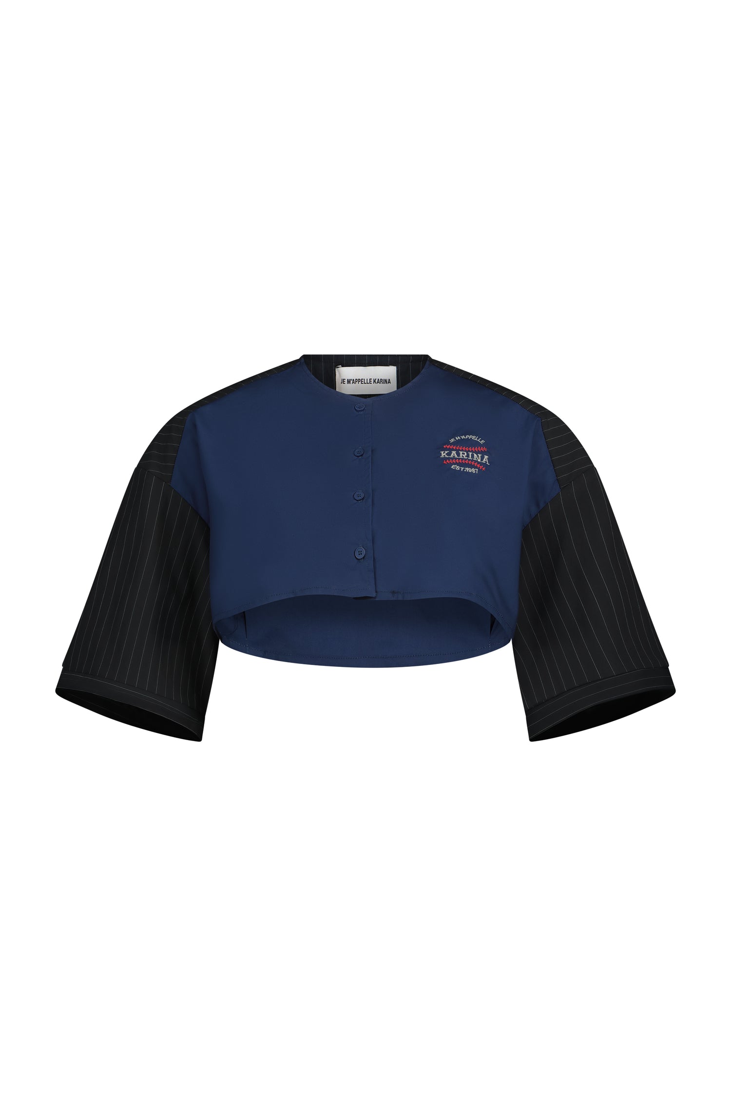 BASEBALL CROP blue&amp;black