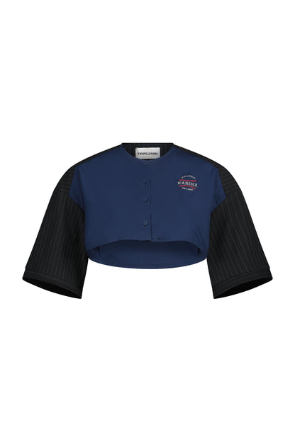 BASEBALL CROP blue&amp;black