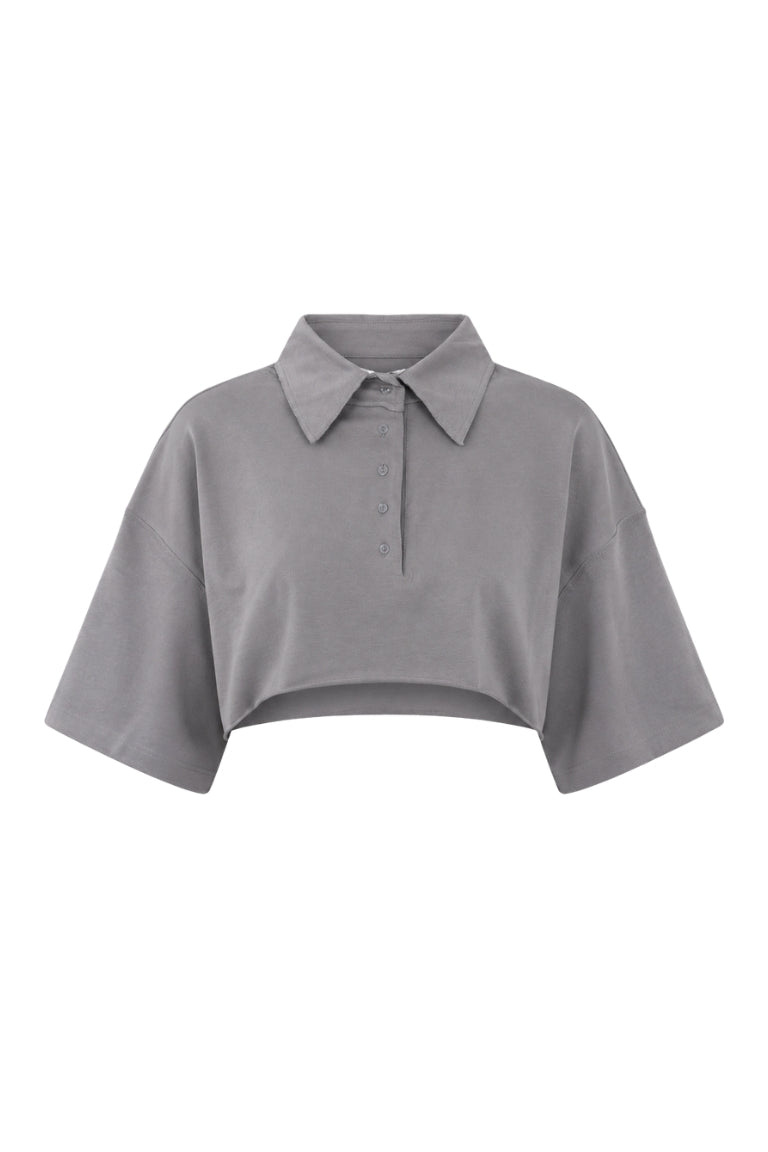 POLO CROP gray
