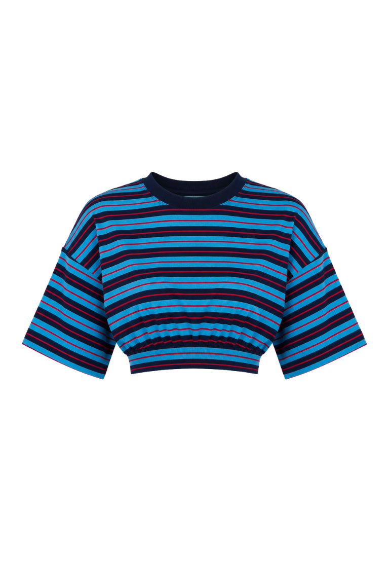 BARBARA CROP blue&amp;red