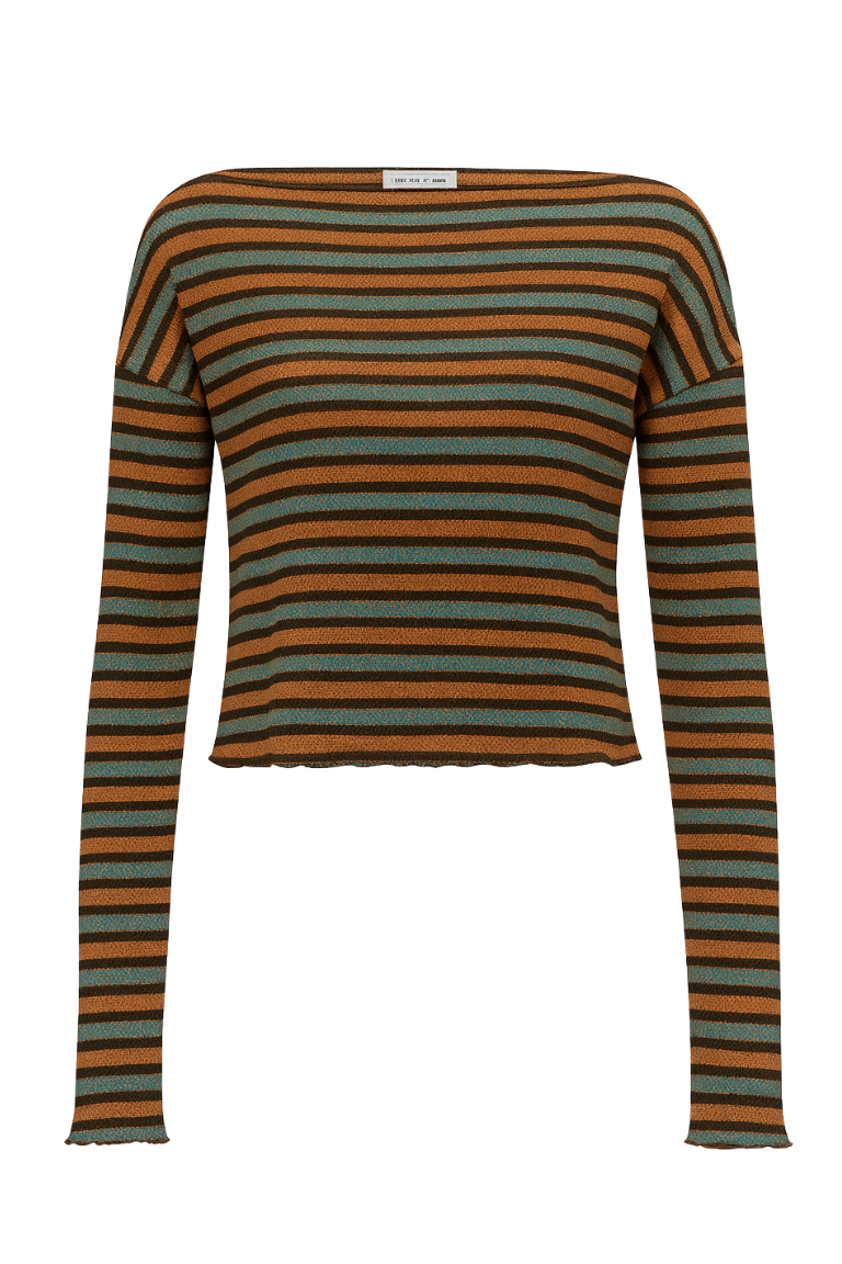 ERICCA SHIRT knit blue&amp;camel