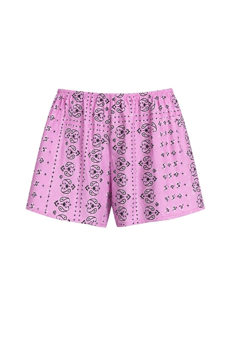 NILS SATIN SHORTS pink bandana