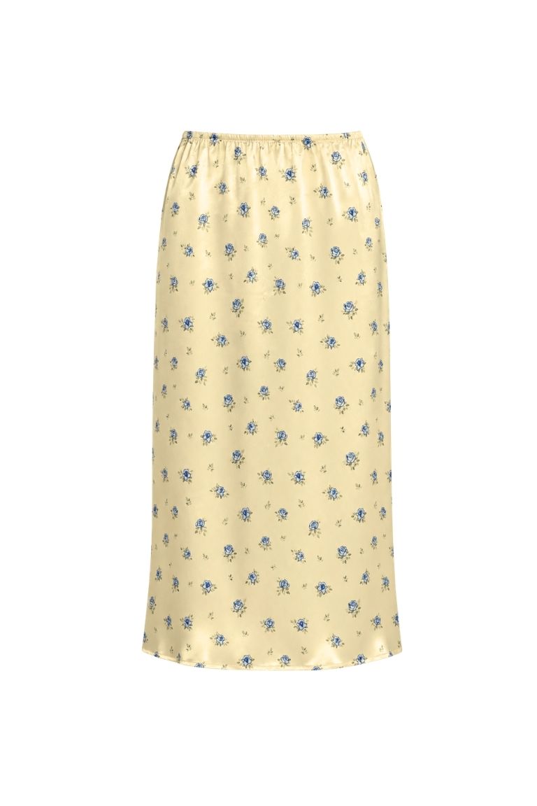 NILS SATIN SKIRT yellow&amp;flowers
