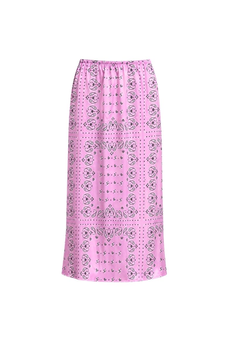 NILS SATIN SKIRT pink bandana