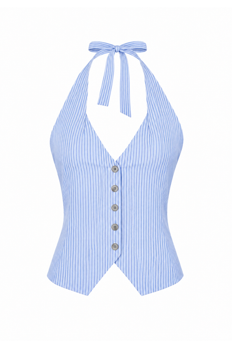 DOMINIC VEST baby blue stripes