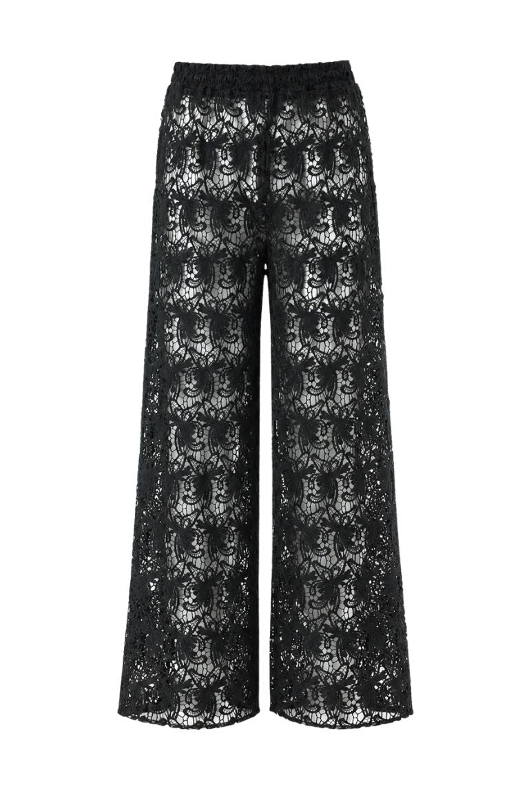 CROCHET LACE PANTS black