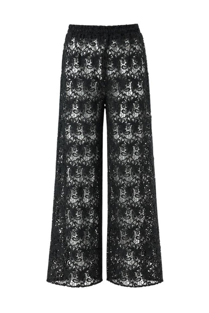 CROCHET LACE PANTS black