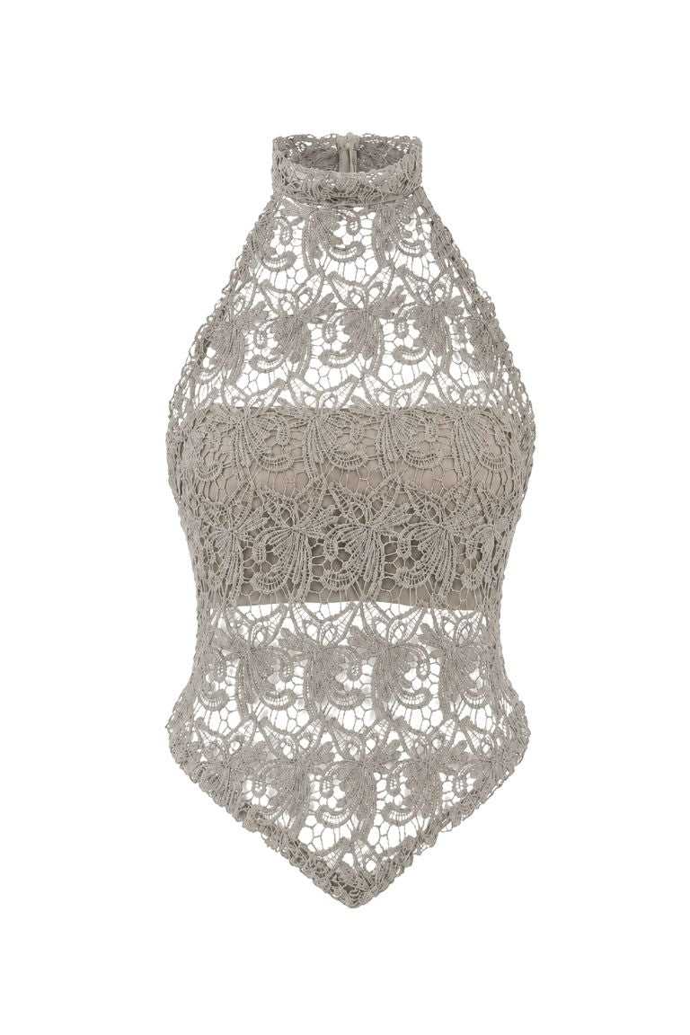 CROCHET LACE TOP beige