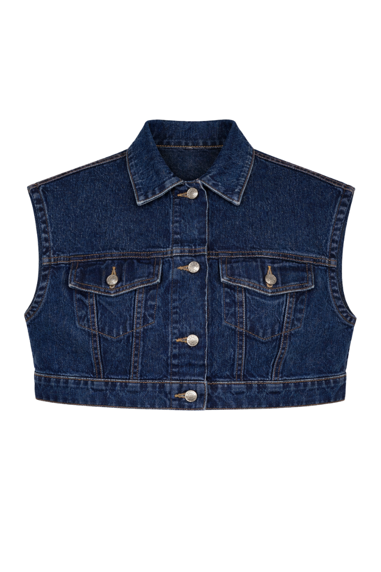 CROP HUNTER VEST dark denim