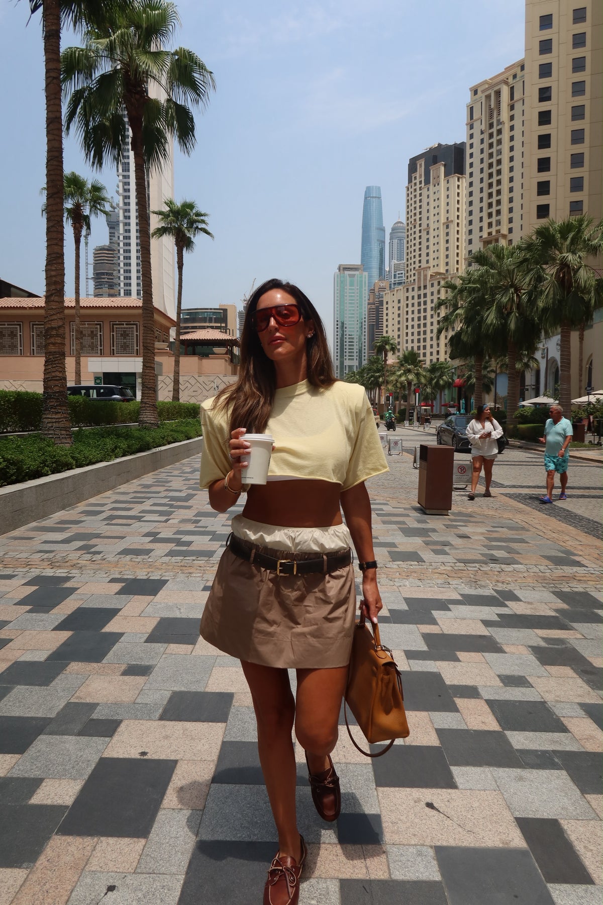 BOLD CROP & NYLON MINI SKIRT