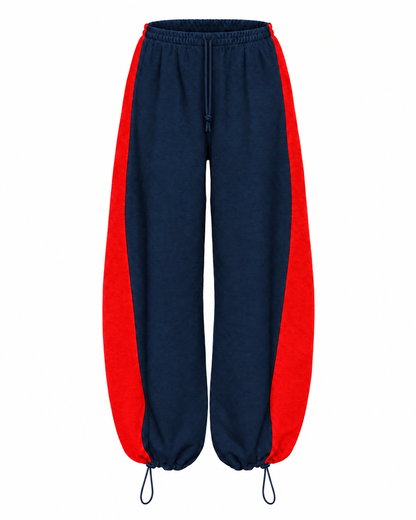 SIMONE SWEATPANTS navy&amp;red cinched