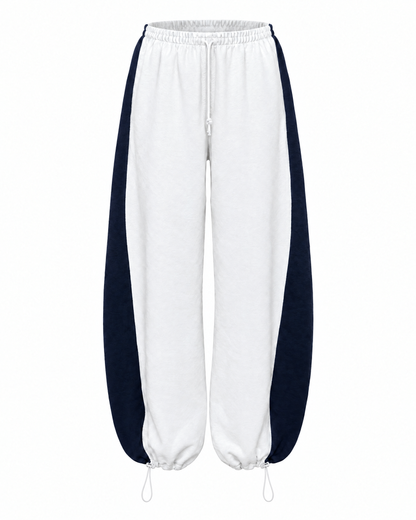 SIMONE SWEATPANTS white&amp;navy cinched
