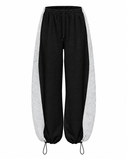 SIMONE SWEATPANTS black&amp;melange cinched